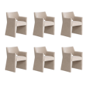 BUN/ZOE001/96698 Set of 6 Beige Upholstered Dining Chairs - Zoe