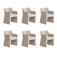 Set of 6 Beige Upholstered Dining Chairs - Zoe Set of 6 Beige Upholstered Dining Chairs - Zoe