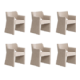 Set of 6 Beige Upholstered Dining Chairs - Zoe