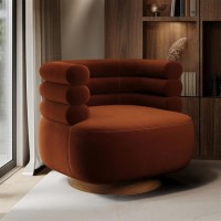 Burnt Orange Velvet Modern Swivel Accent Chair – Zora
