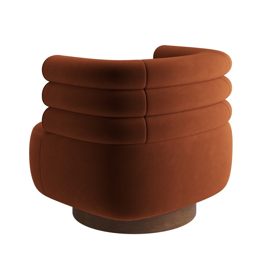 Burnt Orange Velvet Modern Swivel Armchair - Zora
