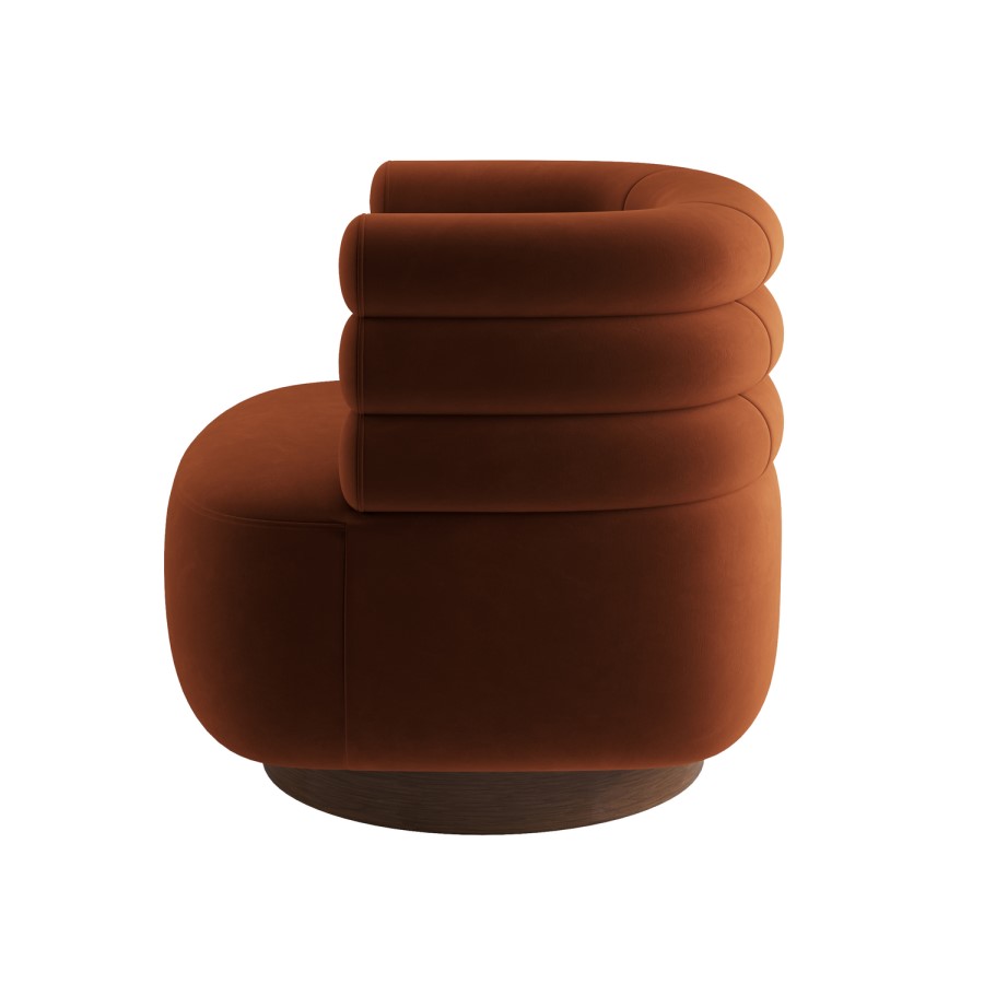 Burnt Orange Velvet Modern Swivel Armchair - Zora