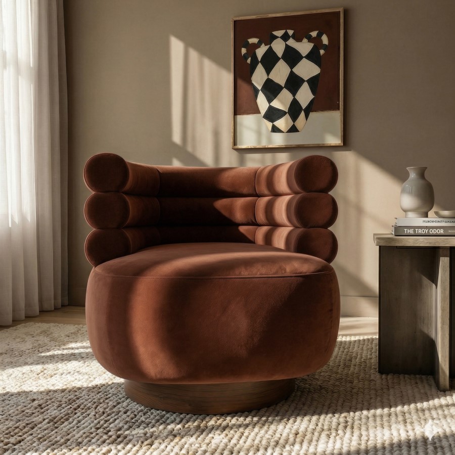 Zora Accent Chair in Rust Velvet
