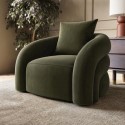 BUN/ZRI003/96365 Green Velvet Accent Chair with Cushion - Zuri