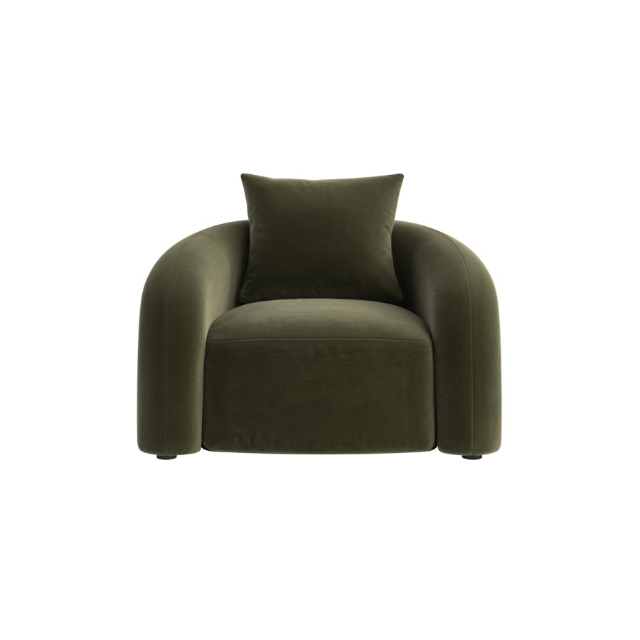 Modern Green Velvet Armchair with Cushion - Zuri