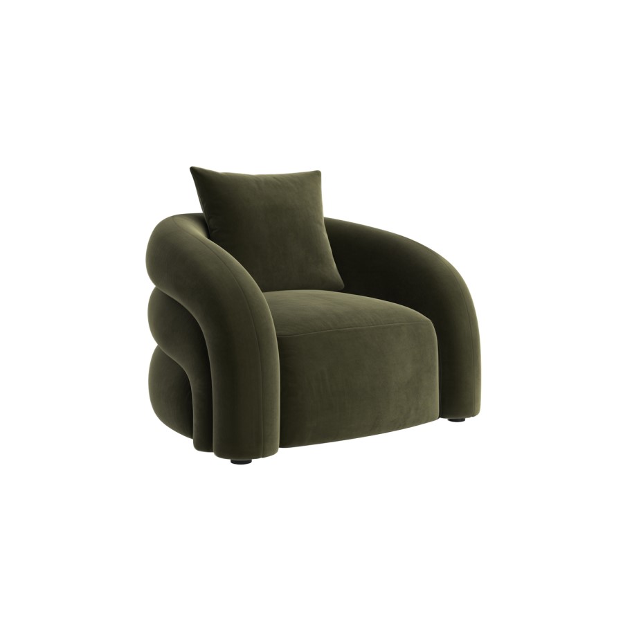 Modern Green Velvet Armchair with Cushion - Zuri