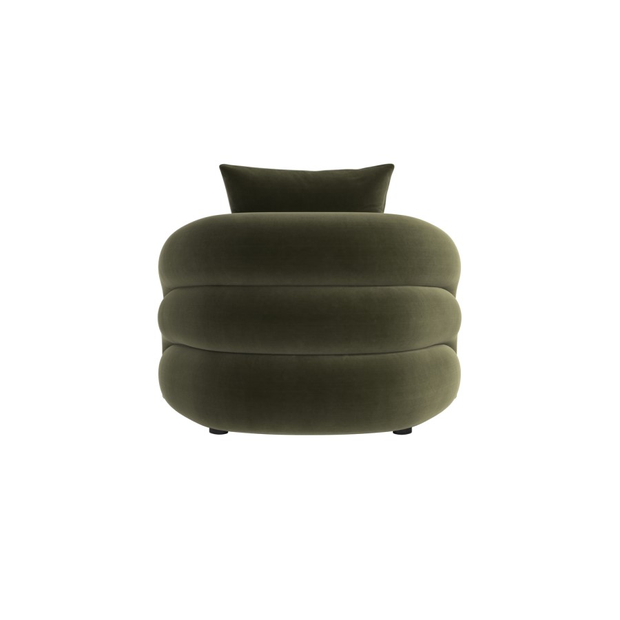 Modern Green Velvet Armchair with Cushion - Zuri
