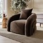 Brown Velvet Accent Chair with Cushion - Zuri