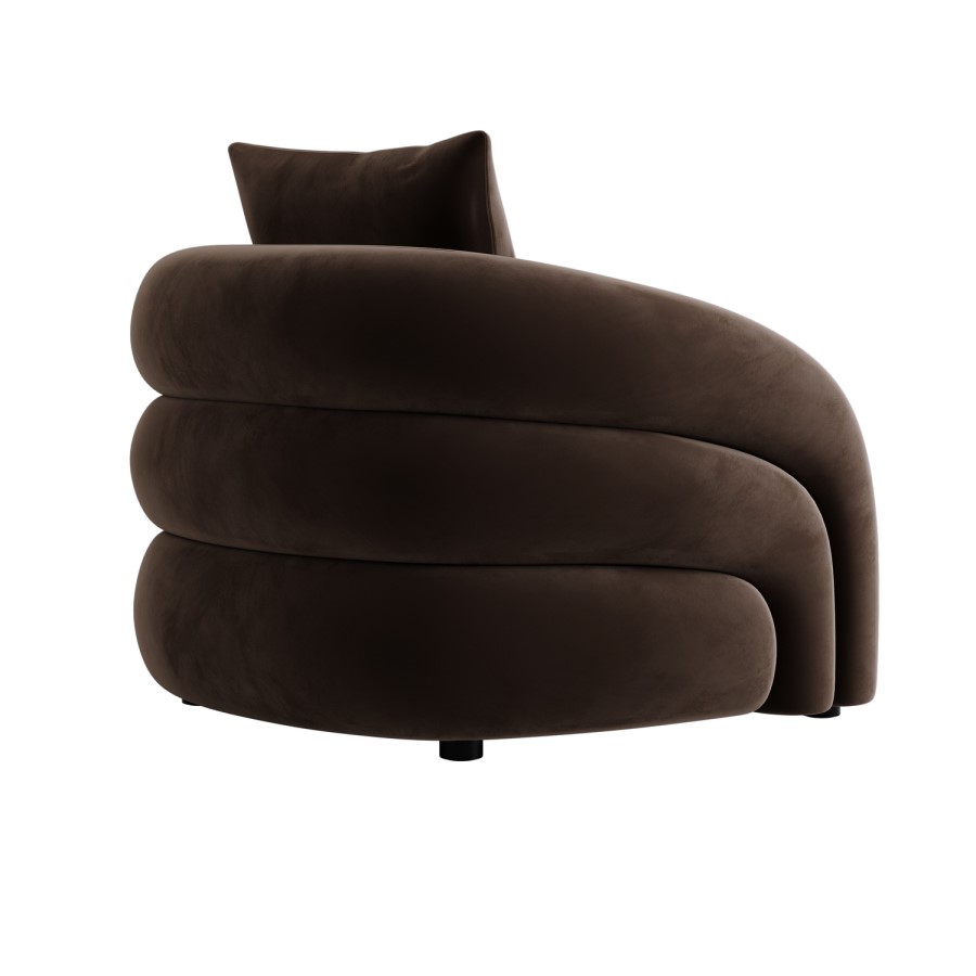 GRADE A2 - Modern Brown Velvet Armchair with Cushion - Zuri