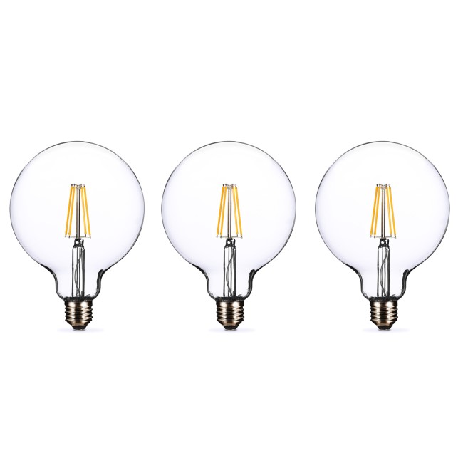 electriQ Smart Filament Bulb Large Round E27 Clear 5w - 3 Pack