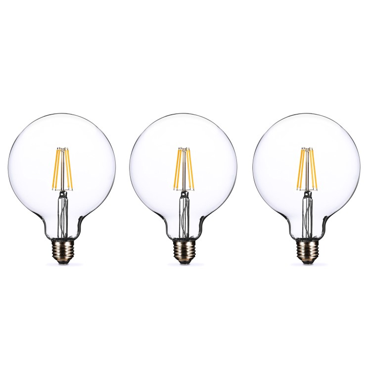 electriQ Smart Filament Bulb Large Round E27 Clear 5w - 3 Pack