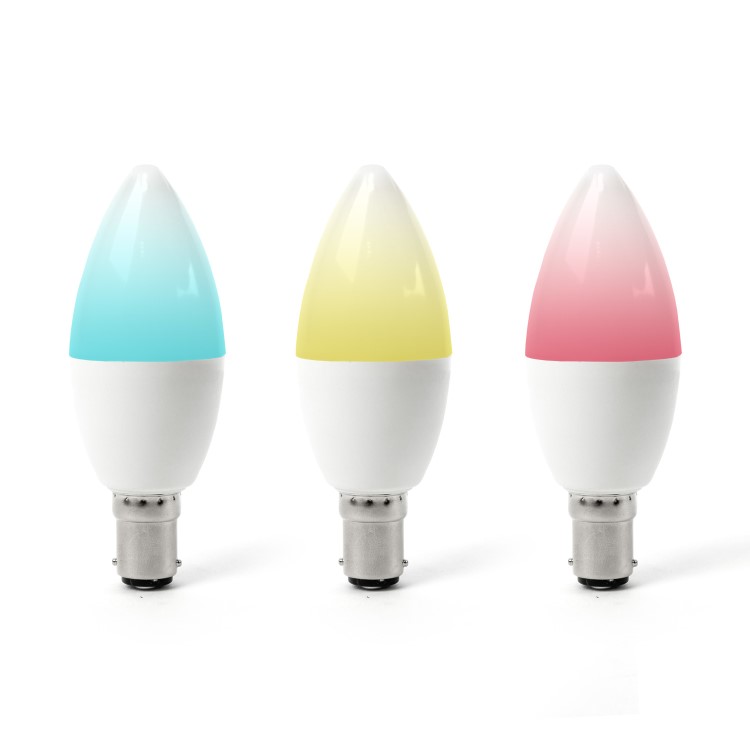 electriQ Smart dimmable colour Wifi Bulb with B15 bayonet ending - Alexa & Google Home compatible - 3 Pack