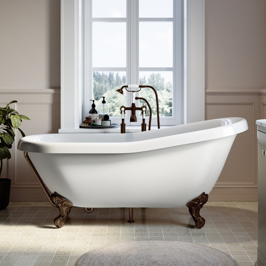 Brushed Bronze Traditional Exposed Shallow Seal Bath Trap & Pipe - Park Royal