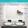 Rectangular Heated Bathroom Mirror with Lights Shaver Socket & Built in Wireless Speaker 1000 x 700mm - Divine