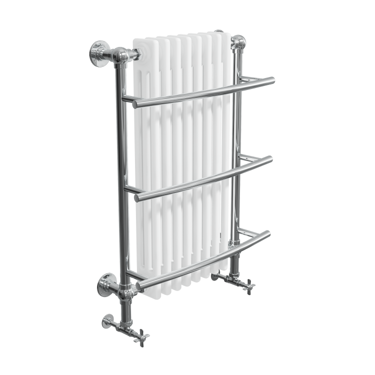 White Chrome Traditional Wall Hung Towel Radiator - 1000 x 630 x 230mm