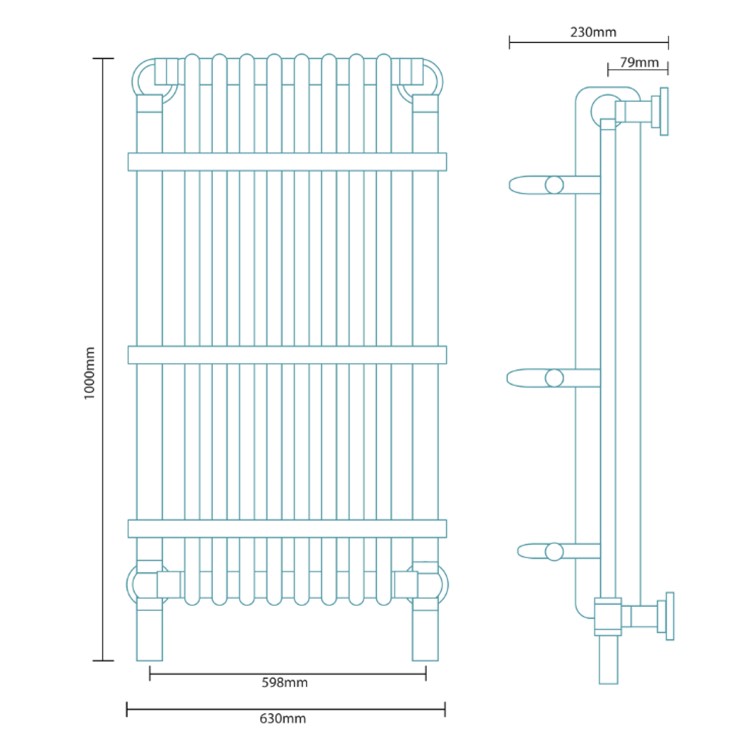 GRADE A2 - Huntington Wall Hung Traditional Bathroom Towel Radiator - 1000 x 630mm