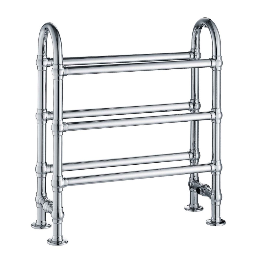 Chrome Traditional Floorstanding Towel Radiator - 683 x 228 x 778mm