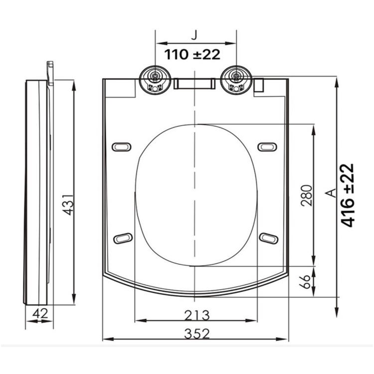 White Square Soft Close Toilet Seat - Tabor