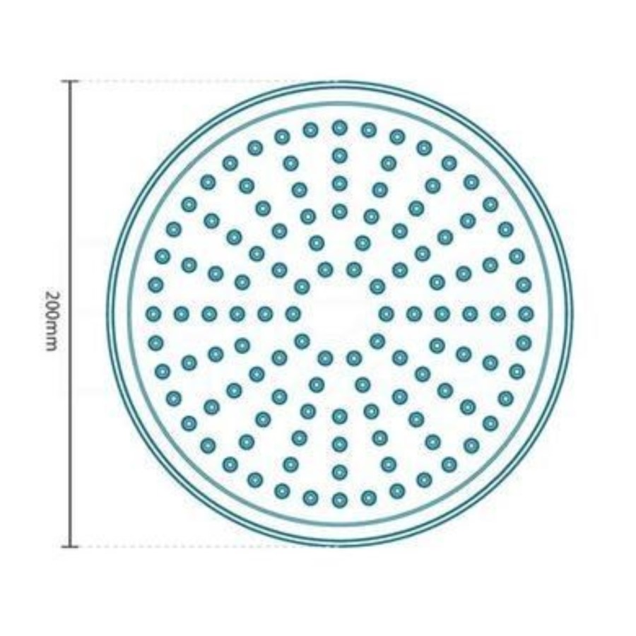 GRADE A1 - Round 200mm Rain Shower Head & Wall Arm