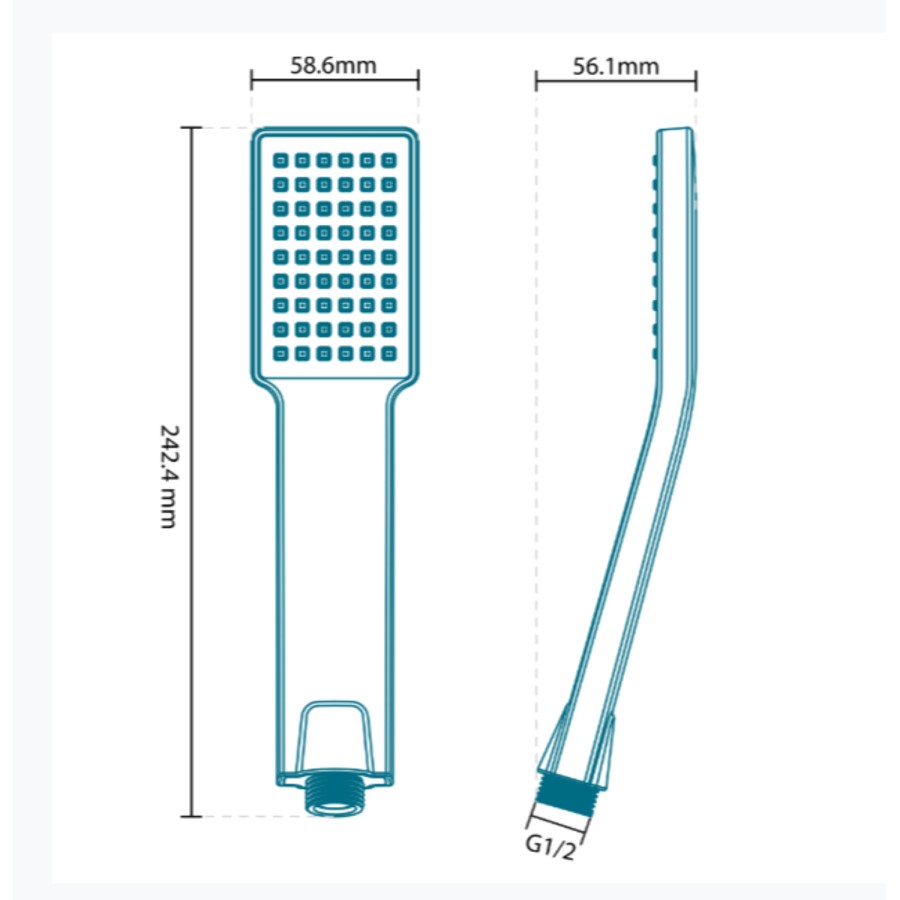 Chrome Square Shower Handset - Eco