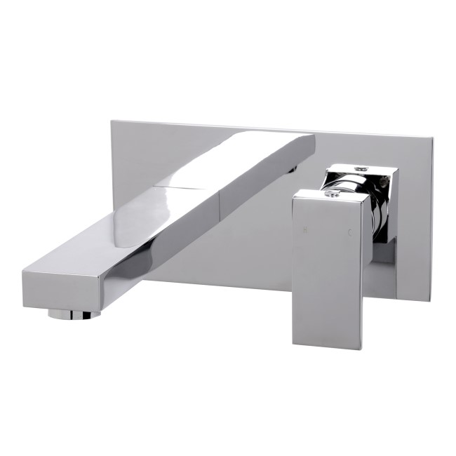 Wall Mounted Chrome Basin Mixer Tap - Cube