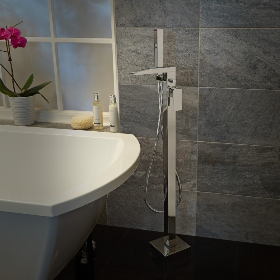 Chrome Waterfall Freestanding Bath Shower Mixer Tap - Tabor