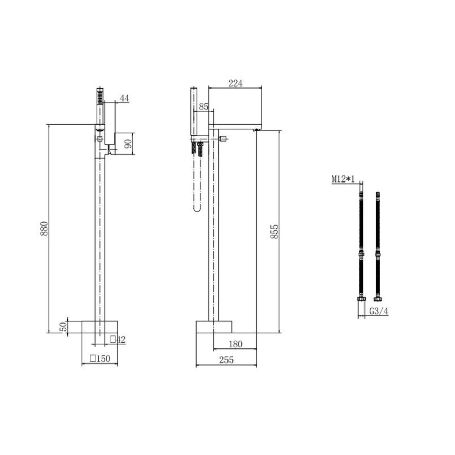Chrome Waterfall Freestanding Bath Shower Mixer Tap - Tabor