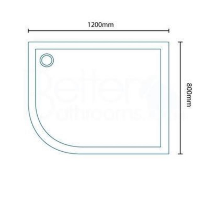 Left Hand Offset Quadrant Low Profile Shower Tray - 1200 x 800mm - Ultralite