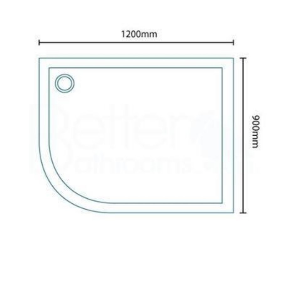 Ultralite 1200 x 900 Left Hand Offset Quadrant Shower Tray
