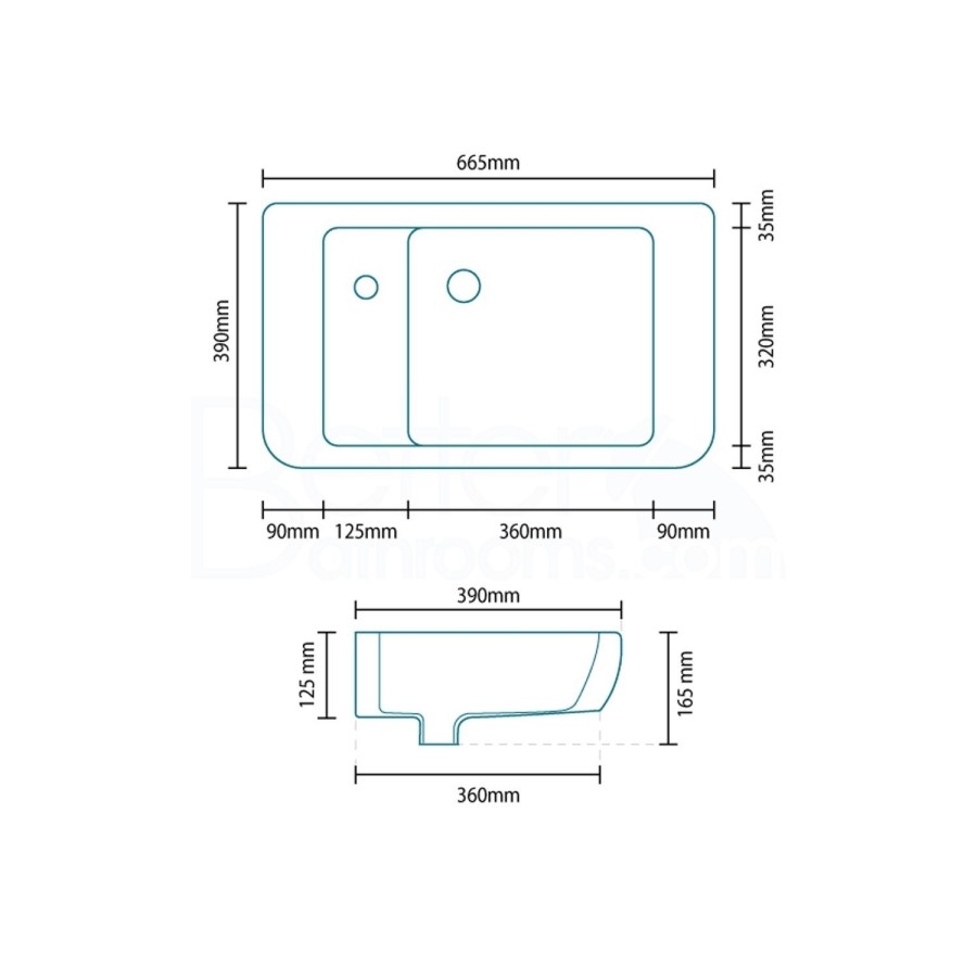 Left Hand Wall Hung Basin - Bellami