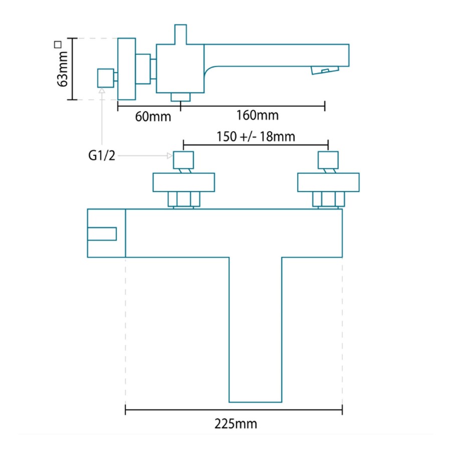 Euphoria Premium Wall Mounted Bath Shower Mixer 