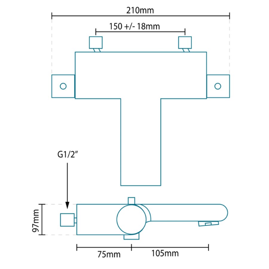 Montroc Premium Wall Mounted Thermostatic Bath Shower Mixer