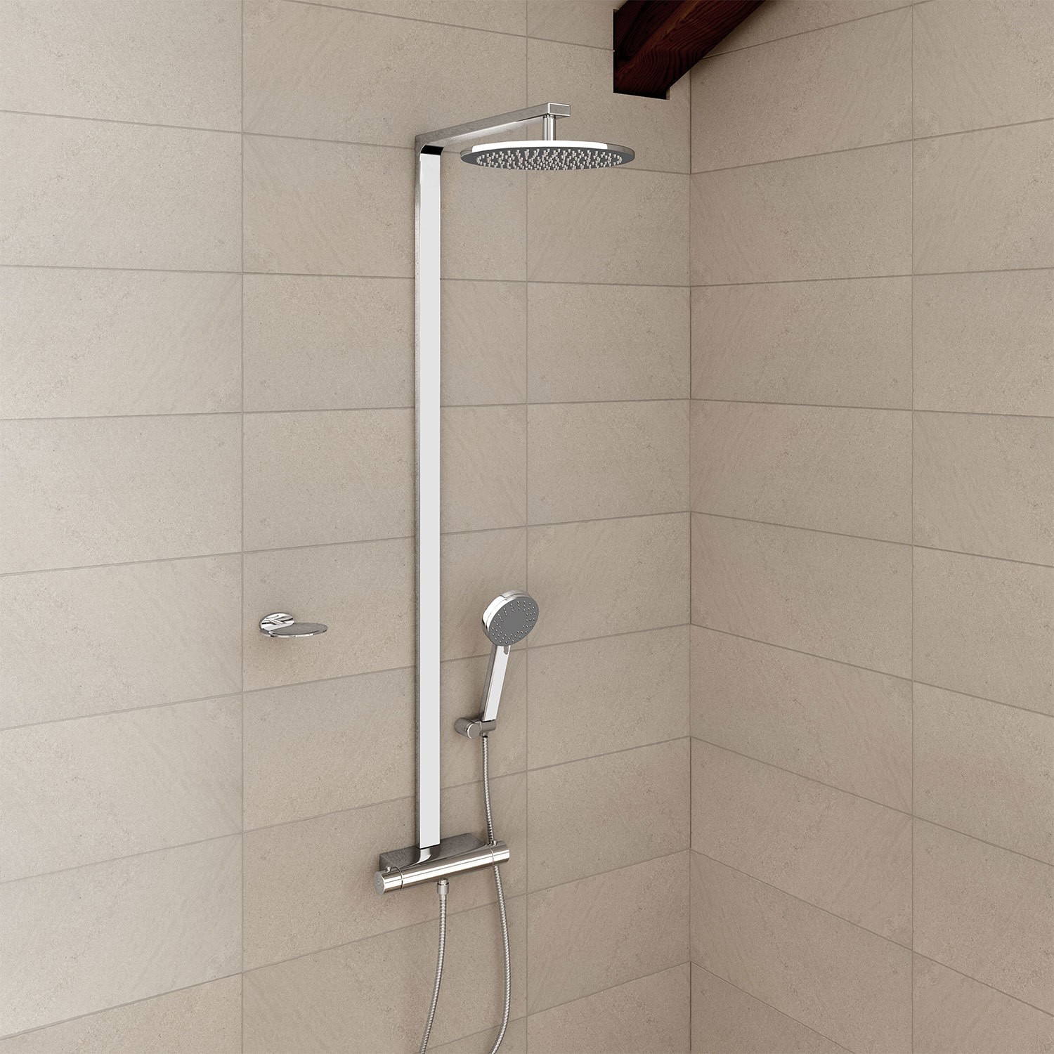 Montroc Premium Rigid Riser Shower Rail Kit with Dual Valve - Furniture123