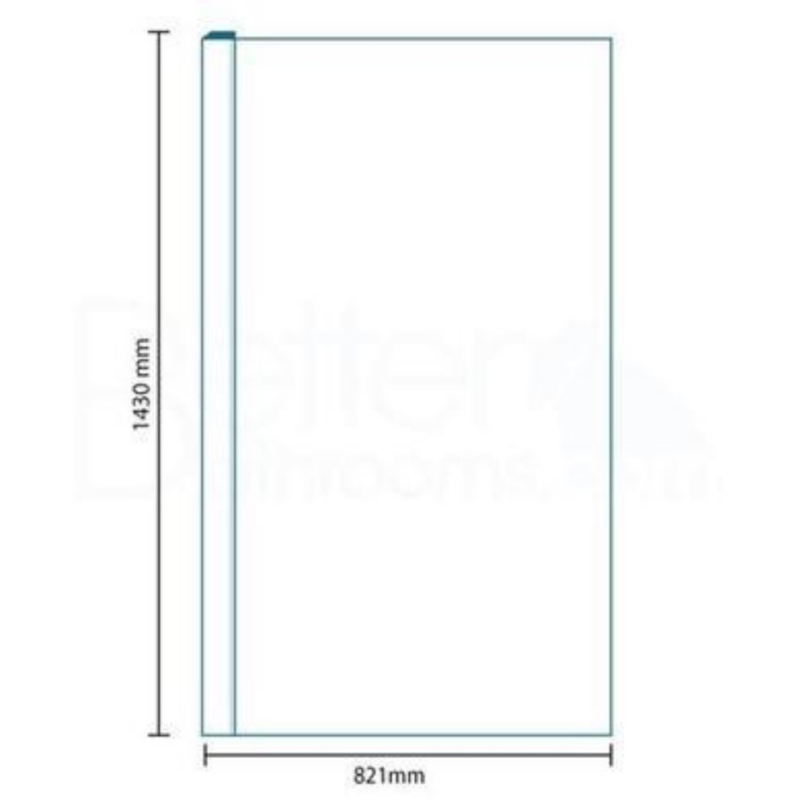 Fixed Bath Shower Screen with Straight Top - H1435 x W821mm