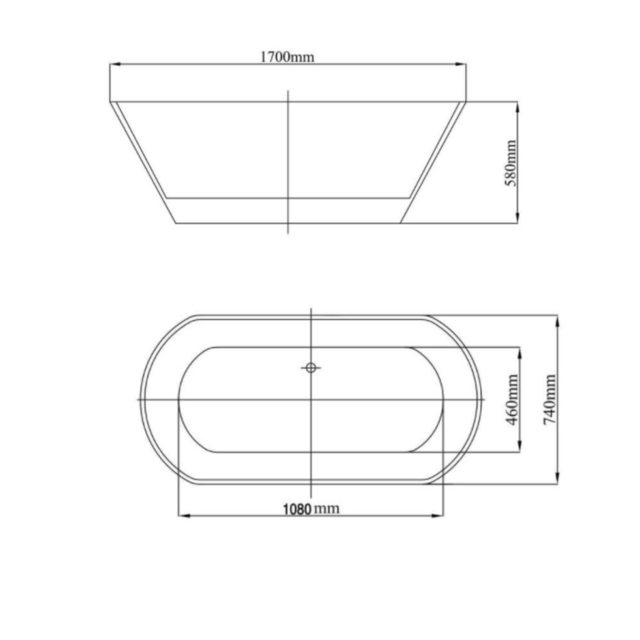 Freestanding Double Ended Bath 1700 x 740mm - Bari