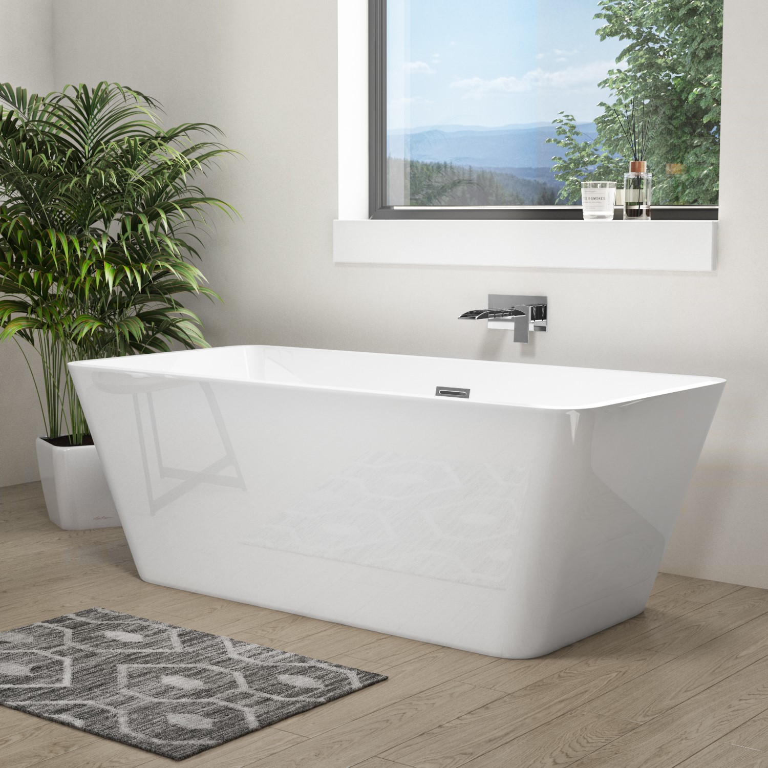 Freestanding Double Ended Bath 1615 x 720mm - Porto - Furniture123