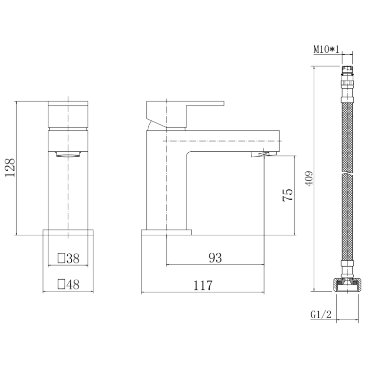 Chrome Cloakroom Mono Basin Mixer Tap - Cube