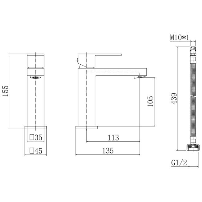 Chrome Mono Basin Mixer Tap - Cube