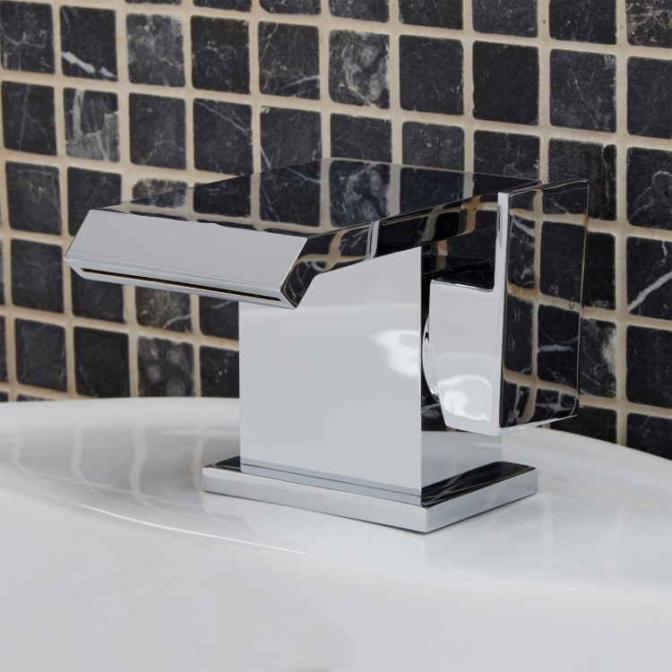 Chrome Waterfall Basin Mixer Tap - Aqua