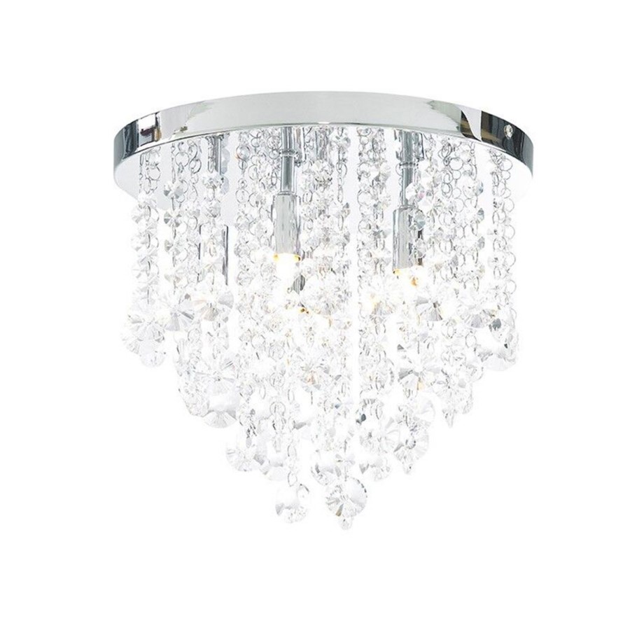 Ohio Iris Medium Clear Crystal Flush Ceiling Light 