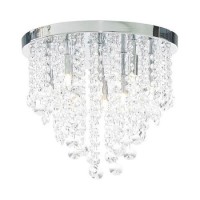 Ohio Iris Large Clear Crystal Flush Ceiling Light  