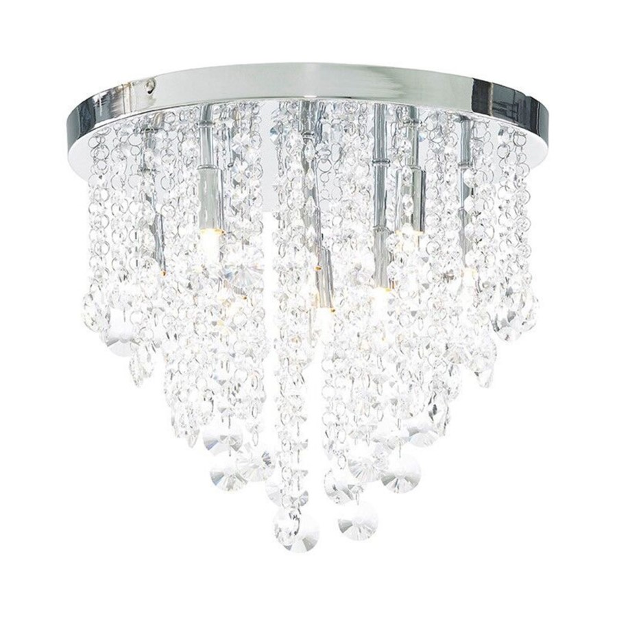 Ohio Iris Large Clear Crystal Flush Ceiling Light  