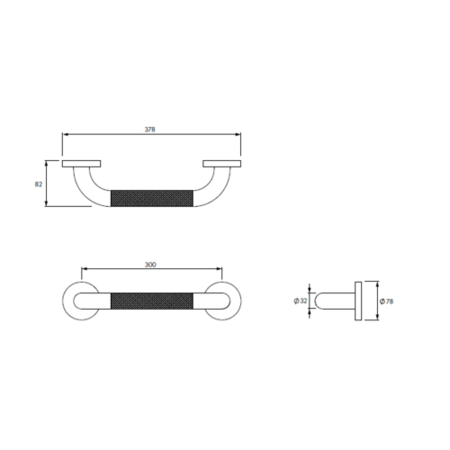 Stainless Steel Grab Bar with Anti-Slip Grip 300mm