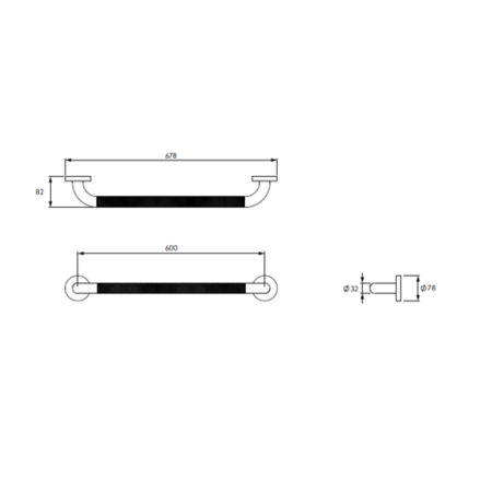 Stainless Steel Grab Bar with Anti-Slip Grip 600mm