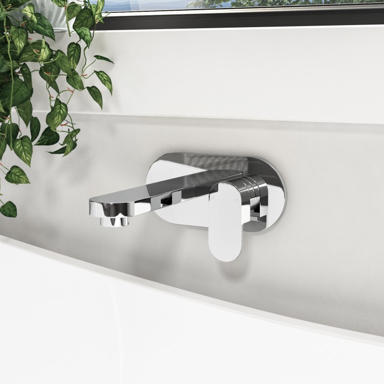 Chrome Wall Mounted Bath Mixer Tap - Como