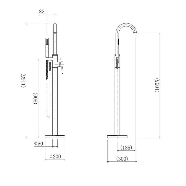 Chrome Freestanding Bath Shower Mixer Tap - Arissa