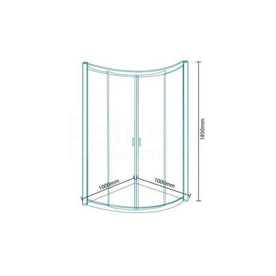 Quadrant Sliding Shower Enclosure 1000 x 1000mm - 4mm Glass - Aqualine Range
