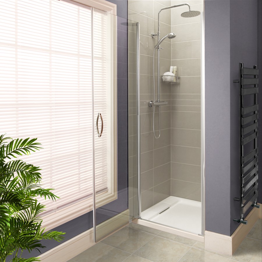 Hinged Shower Door 900mm - 8mm Glass - Aquafloe Iris Range