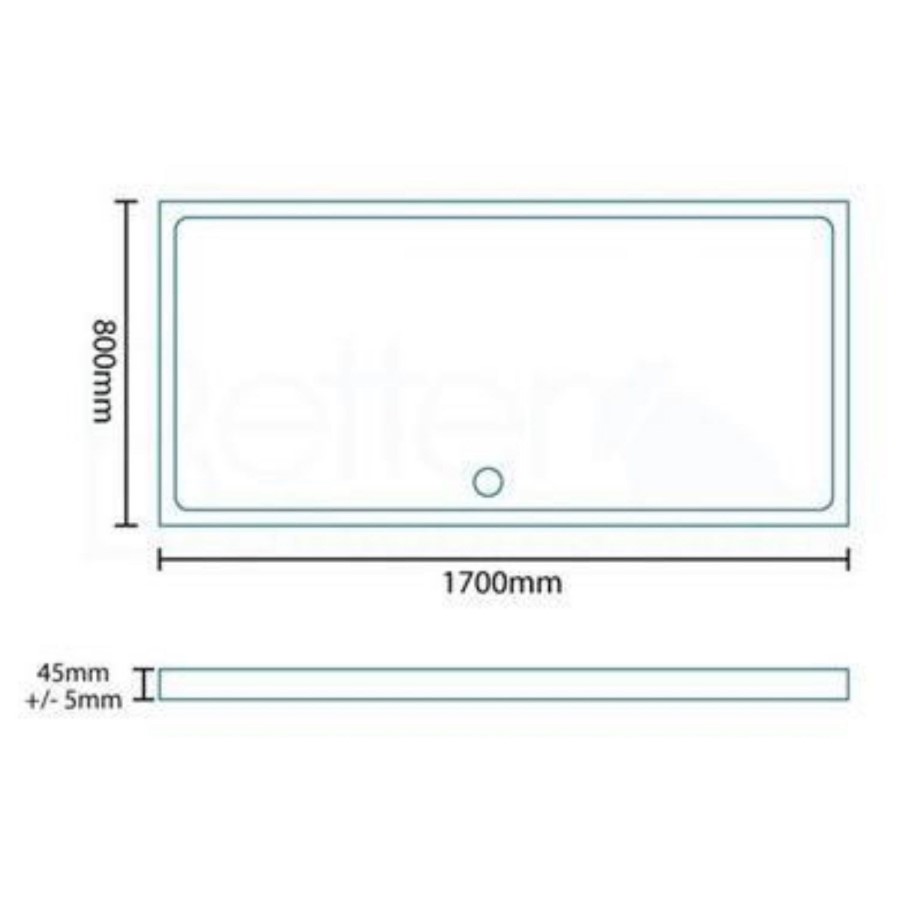 Rectangular Low Profile Shower Tray 1700 x 800mm - Slim Line