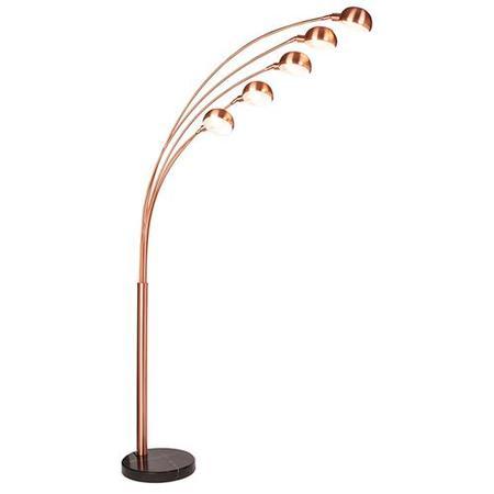 Giraffe Copper 5 Light Floor Lamp With Black Marble Base